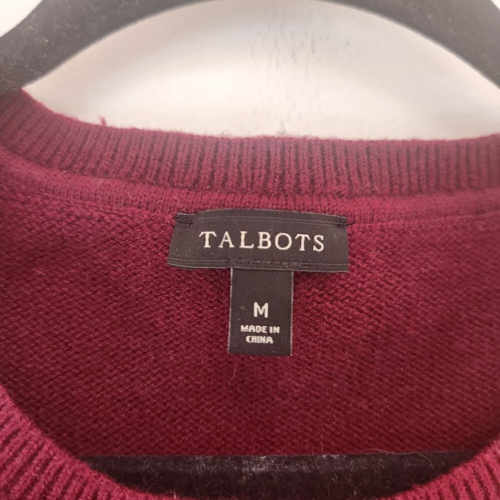 Talbots Wool Blend Sweater Beaded Geometric Maroon Women's Size M - Picture 5 of 7